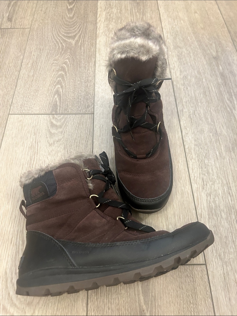 Women’s Sorel Brown Faux-Fur Winter Lace-Up Boots